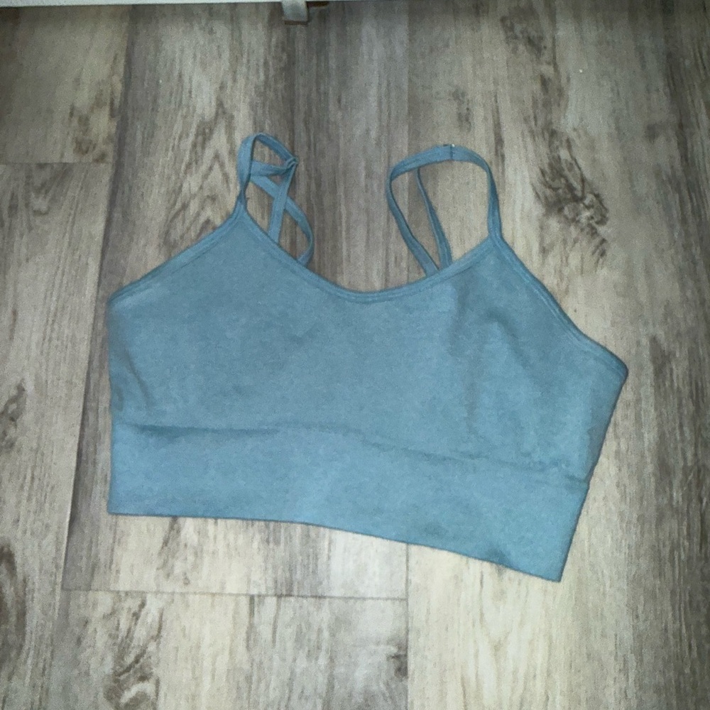 Blue Strappy Sports Bra